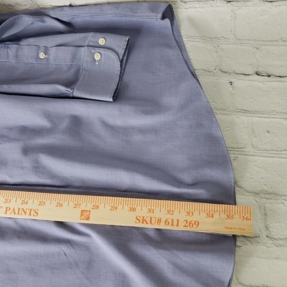 Brooks Brothers Button Up Shirt Mens 17.5 4/5 Long Sleeve Blue Check Cotton - Picture 5 of 13